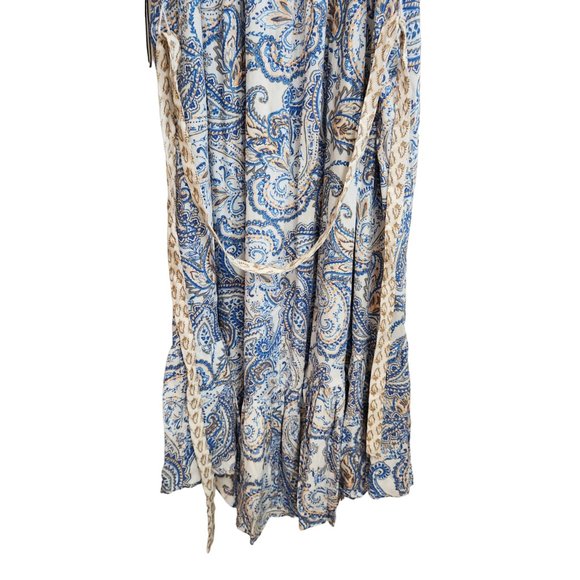 NWT Lucky Brand Blue Paisley Puff Sleeved Bohemian Midi Dress Size M - Picture 11 of 16